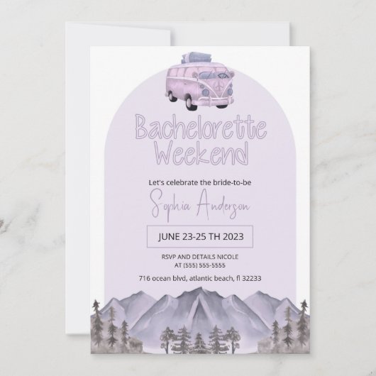 Camping Truck Bachelorette Party Invitation Kaart (Voorkant)