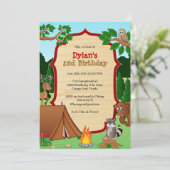 Camping Uitnodiging - Camping Verjaardagsfeest Uit (Staand voorkant)