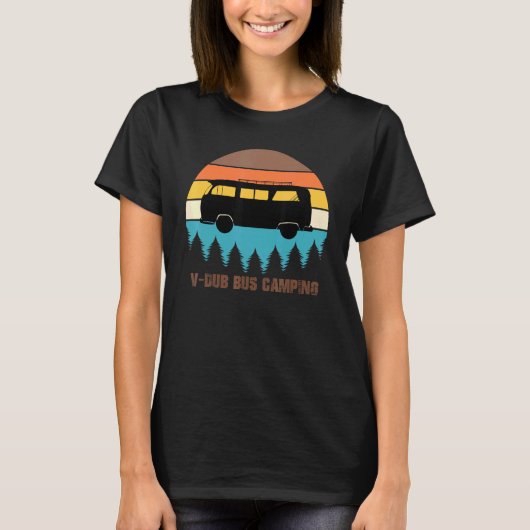Camping V-Dub Bus Sunset Retro T-shirt (Voorkant)