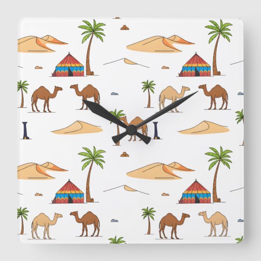 Camping van de Marokkaanse woestijn Vierkante Klok (Voorkant)