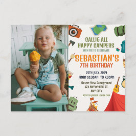 Camping verjaardagsfeest foto briefkaart