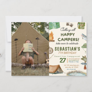 Camping Verjaardagsfeest Moderne kinder uitnodigin Kaart