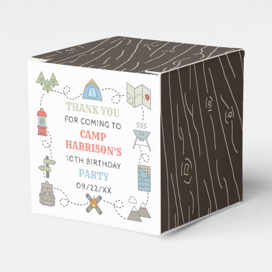 Camping Verjaardagsfeestje Dank u Bedankdoosjes (Voorkant Zijde)