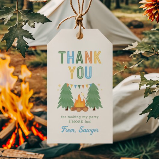 Camping Verjaardagsfeestje Favor Tag Cadeaulabel