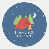 Camping Verjaardagsfeestje gunst stickers (Voorkant)