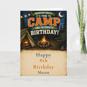 Camping verjaardagsfeestje kaart