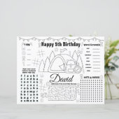 Camping verjaardagsplaatsen, Camping activity shee (Staand voorkant)