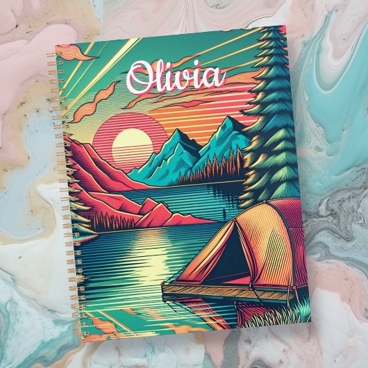 Camping vintage rose et Turquoise Personnalisé