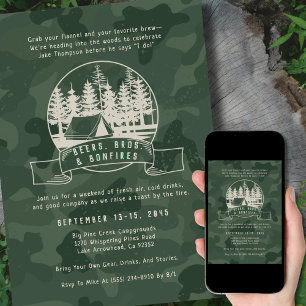 Camping vrijgezellenfeest Camouflage Outdoor Thema Kaart