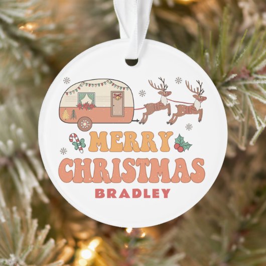 Camping Vrolijk Kerstmis Rendier Gepersonaliseerde Ornament (Boom)
