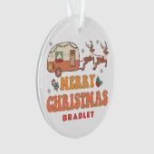 Camping Vrolijk Kerstmis Rendier Gepersonaliseerde Ornament (voorkant)