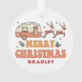 Camping Vrolijk Kerstmis Rendier Gepersonaliseerde Ornament (achterkant)