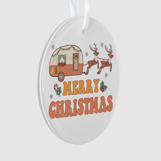 Camping Vrolijke Kerstmis Rendier Typografie Ornament (voorkant)