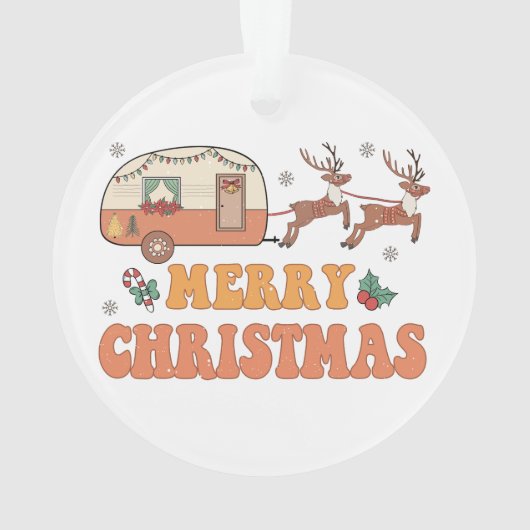 Camping Vrolijke Kerstmis Rendier Typografie Ornament (achterkant)