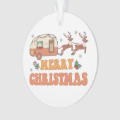 Camping Vrolijke Kerstmis Rendier Typografie Ornament (voorkant)