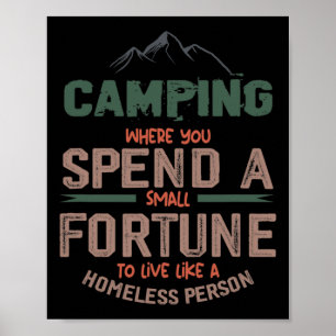 Camping waar u een kleine tekentafel uitgeeft poster