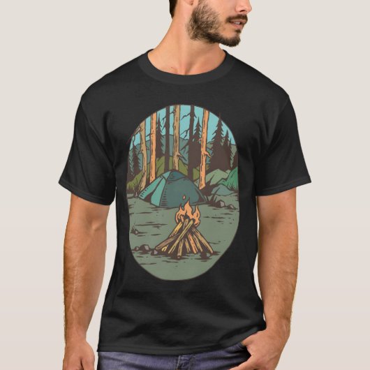 Camping Wald grappig T-shirt (Voorkant)