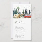 Camping Watercolor Pine Forest Mariage Menu Card (Devant)