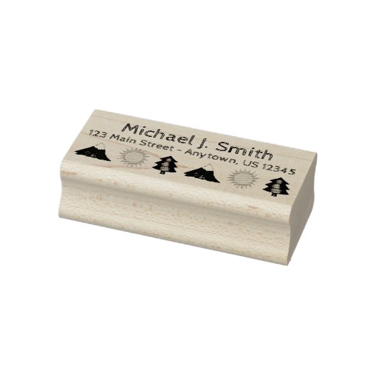 Camping Wilderness Camp Tree Sun Mountain Address Rubberstempel (Stempel)