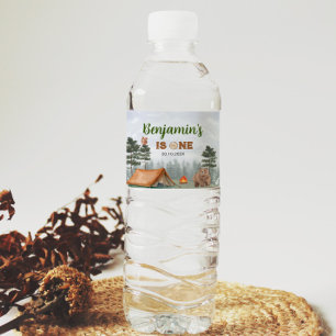 Camping Woodland Anniversaire Étiquette de bouteil