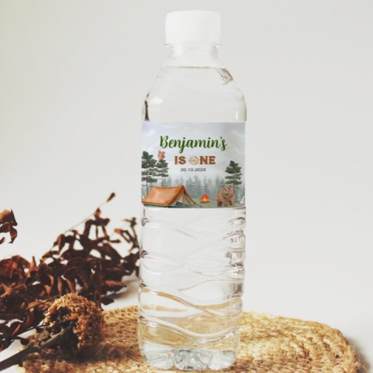 Camping Woodland Verjaardag Waterfles Label Waterfles Etiket