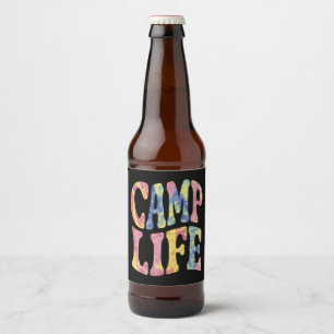 Camping Zomer Meisjes Kampeer Leven Tie-Dye Retro Bier Etiket