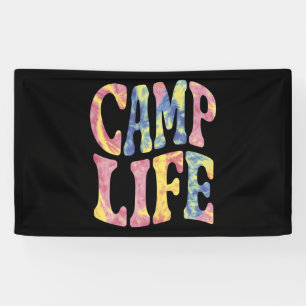 Camping Zomer Meisjes Kampeer Leven Tie-Dye Retro Spandoek