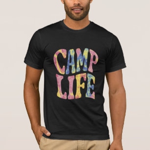 Camping Zomer Meisjes Kampeer Leven Tie-Dye Retro T-shirt