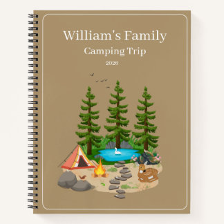 Campingdagboek met campingillustratie notitieboek