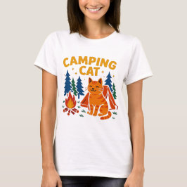 Campingkatze am Lagerfeuer T-shirt