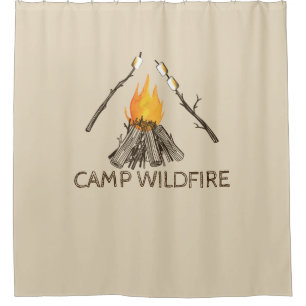 Campire met Marshmallows-gordijn voor het branden  Douchegordijn