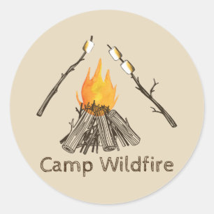 Campire met Toasting Marshmallows Custom Stickers