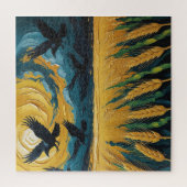 Campo trigal dorado con cuervos legpuzzel (Verticaal)