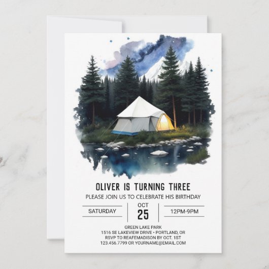 Campout Adventure Invitation Anniversaire (Devant)