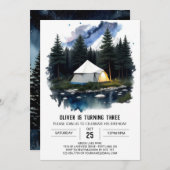 Campout Adventure Invitation Anniversaire (Devant / Derrière)