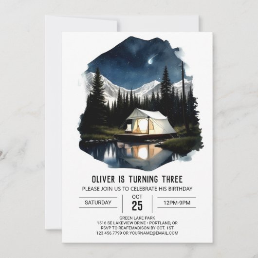 Campout dans les montagnes Invitation d'anniversai (Devant)