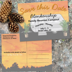 Campout Party Reunion Save The Date Sjabloon