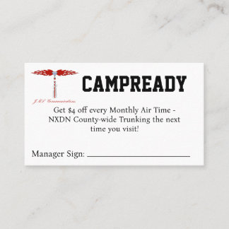 CAMPREADY Coupon Visitekaartje
