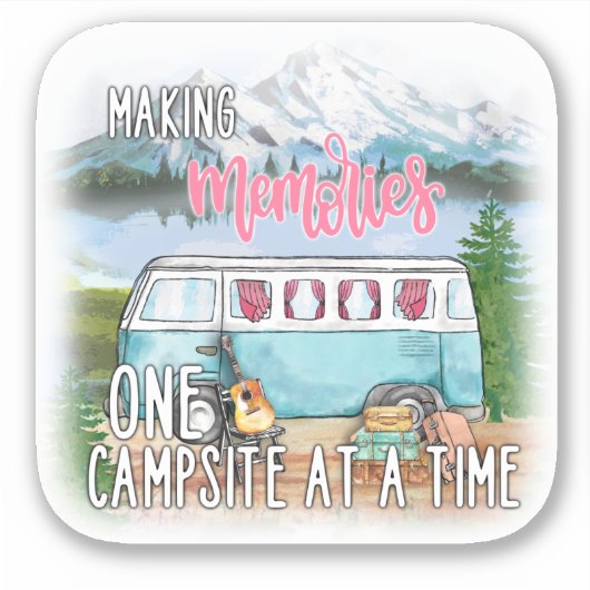 Campsite Camper Trailer Mountians Herinneringen Ma Sticker (Voorkant)