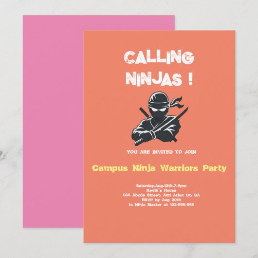 Campus Ninja | Carte d'invitation de Fraternité (Devant / Derrière)