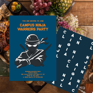 Campus Ninja Fun cijfer broedernit Uitnodigingskaa Save The Date