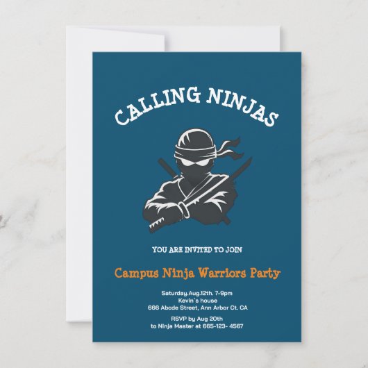 Campus Ninja | uitnodigingskaart voor broederschap Save The Date (Voorkant)