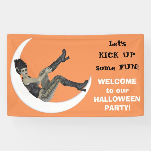 Campy Frankenstein Mama Halloween Party Spandoek (Horizontaal)