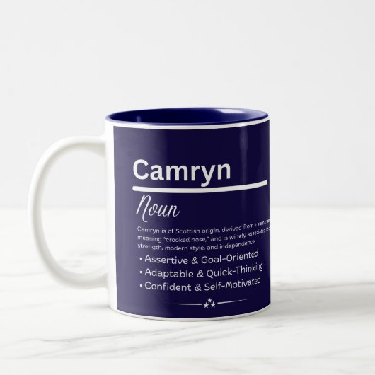 Camryn Personalized Girl Name Meaning Coffee Mug (Gauche)