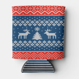 Can Cooler small Ugly Sweater with Reindeer Knit