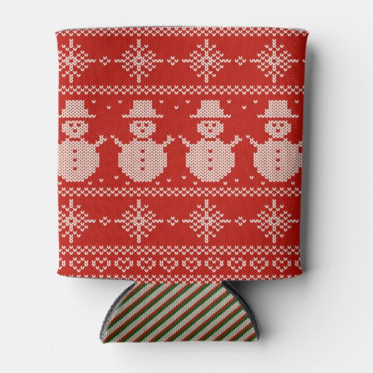 Can Cooler small Ugly Sweater with Snowmen Knit (Voorkant)