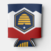 Can Cooler with new flag of Utah State, USA (Voorkant)