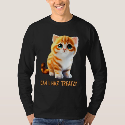 Can I Haz Treatz Cute Cat Baby Talk Kitten Beautif T-shirt (Voorkant)