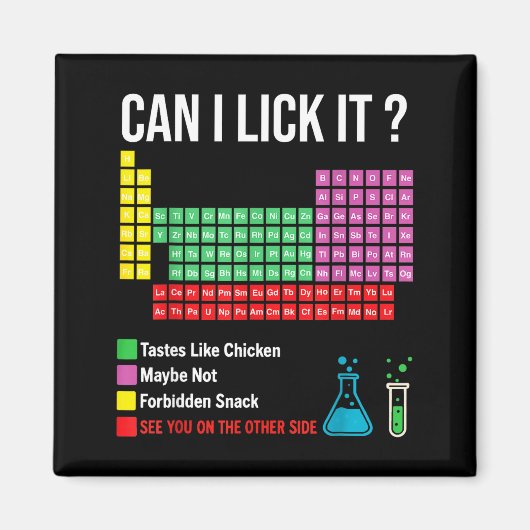 Can I Lick It Periodic Table Chart Science Teacher Magneet (Voorkant)