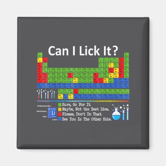 Can I Lick It Periodic Table Chart Science Teacher Magneet (Voorkant)